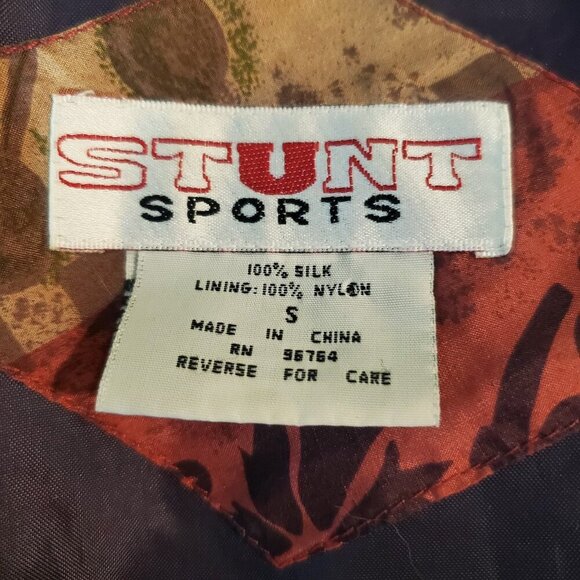 Vintage Stunt Sports 100% Silk Patchwork Jacket Small Boho 90 Bomber Flora Fruit - Picture 12 of 12